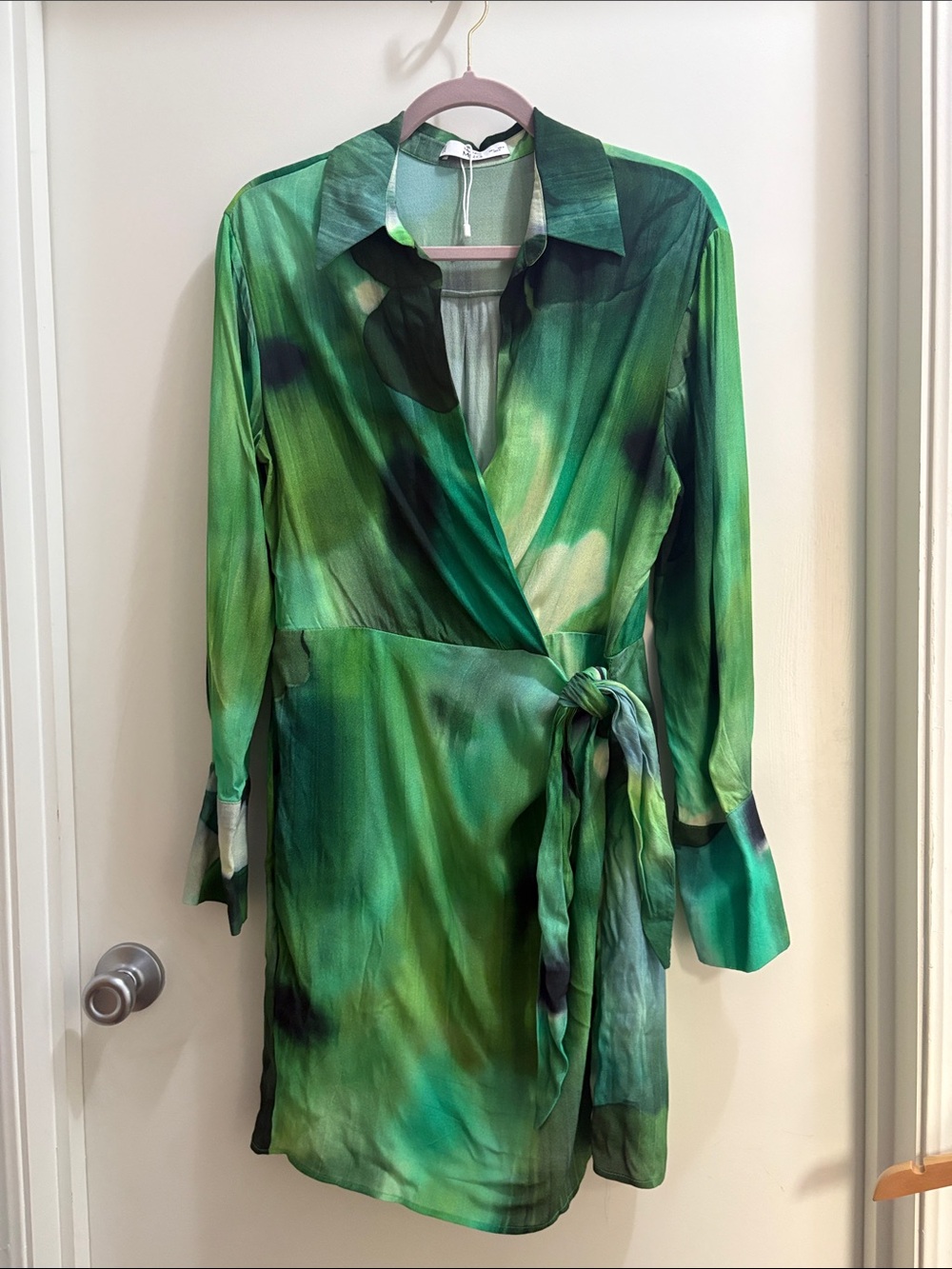 Green Wrap Dress with Tie Waist